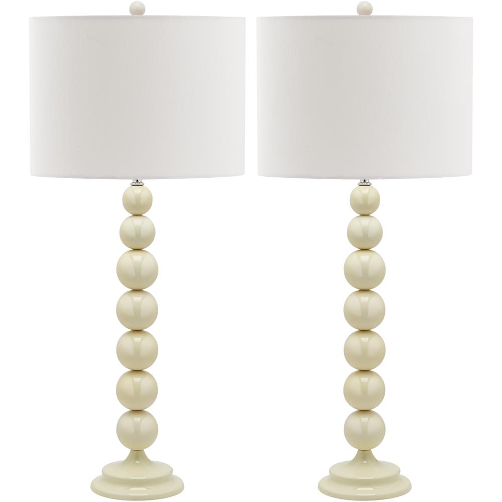 Safavieh LIT4090A JENNA STACKED BALL (SET OF 2) WHITE BASE AND NECK TABLE LAMP